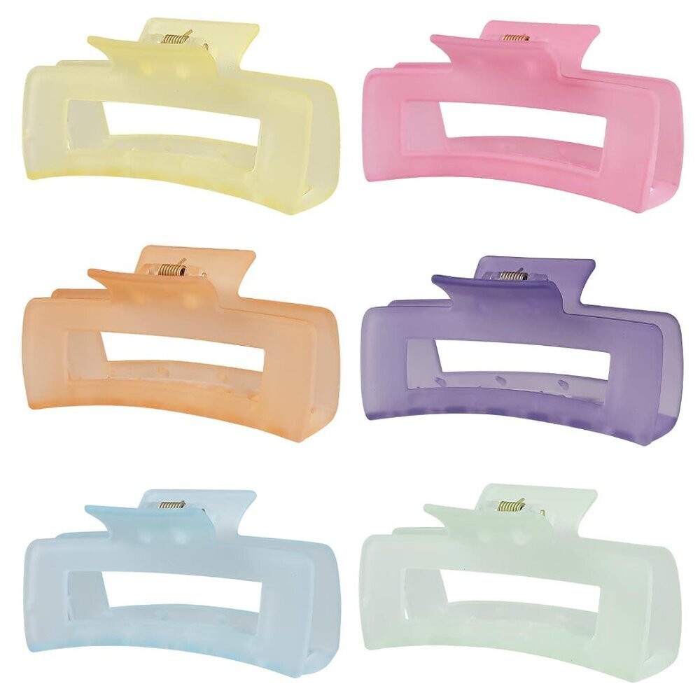 4 Inch Big Hair Claw Clips 6 Pcs for Thick Hair Large Rectangular Women and Girl